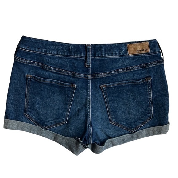 Express Cuffed Ultimate Stretch Low Rise Shortie Denim Shorts Size 0 - Picture 6 of 9